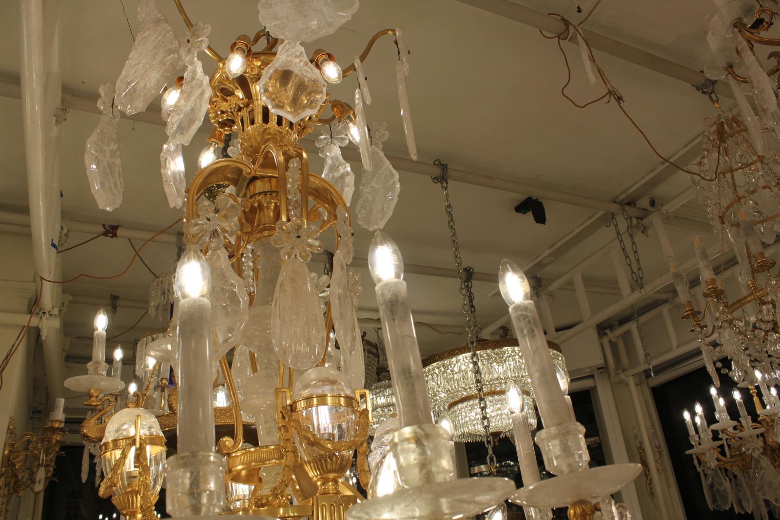 19th Century French Bronze And Rock Crystal Chandelier Candles 12 photo buy