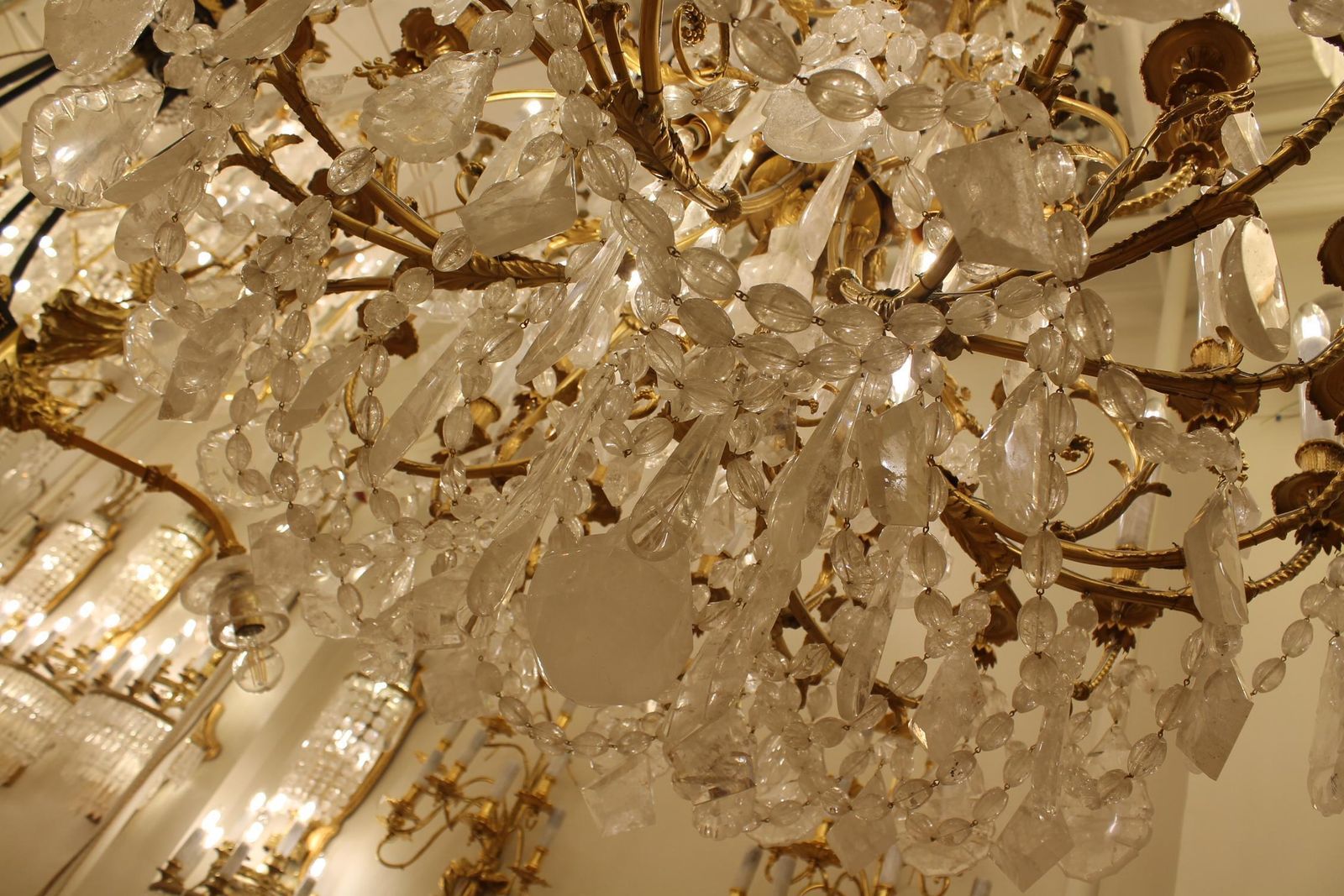 Large Beautiful Bronze And Rock Crystal French Baccarat Chandelier With 36 Lights photo Lighting