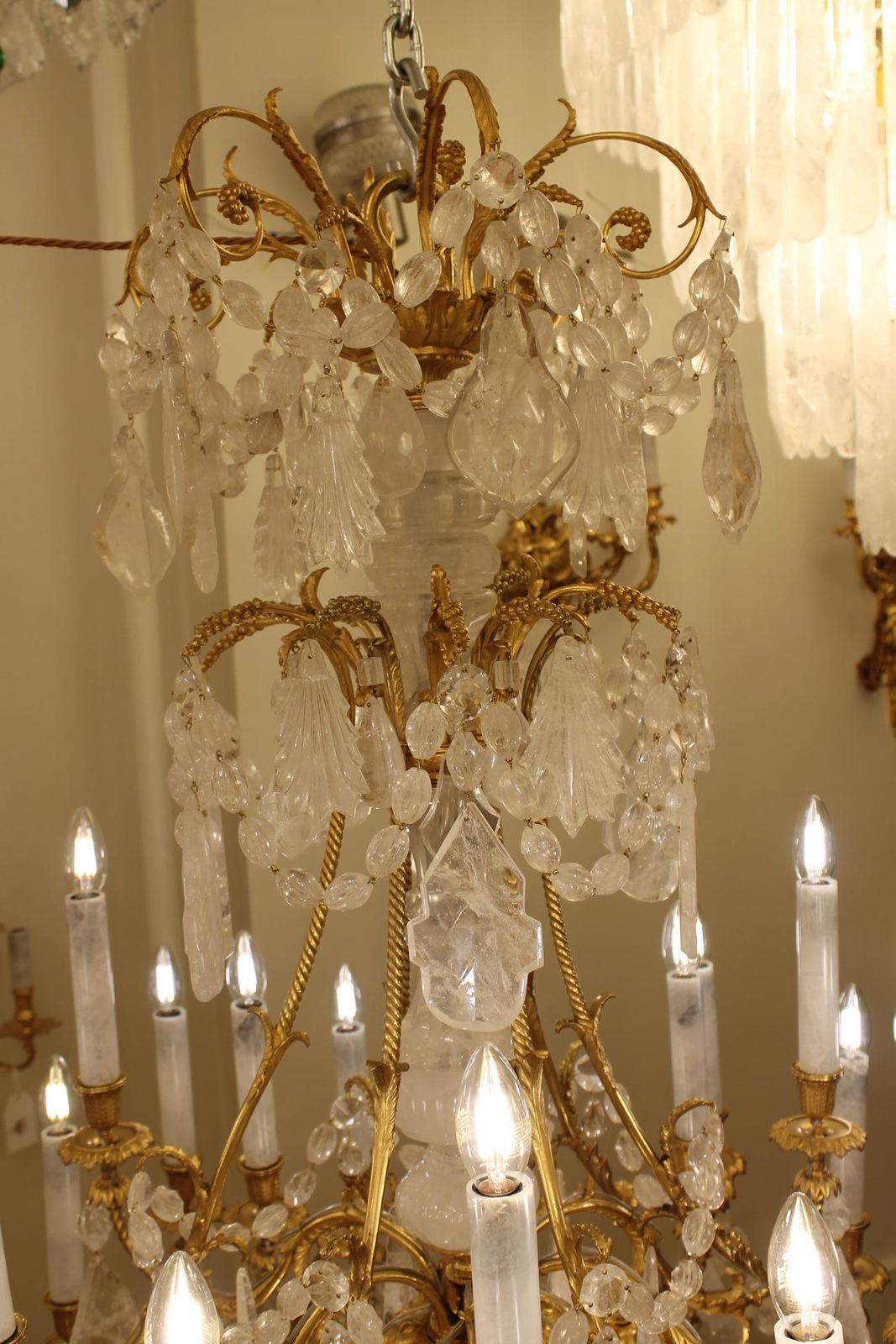 photo furniture Large Beautiful Bronze And Rock Crystal French Baccarat Chandelier With 36 Lights