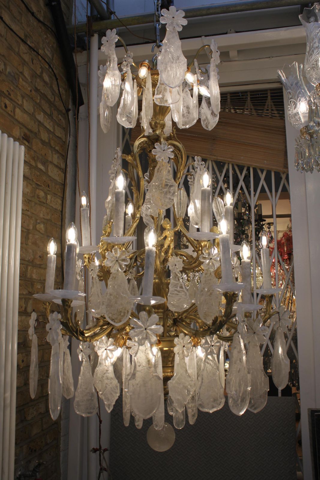 Excellent French Gilt Bronze Rock Crystal Chandelier photo furniture