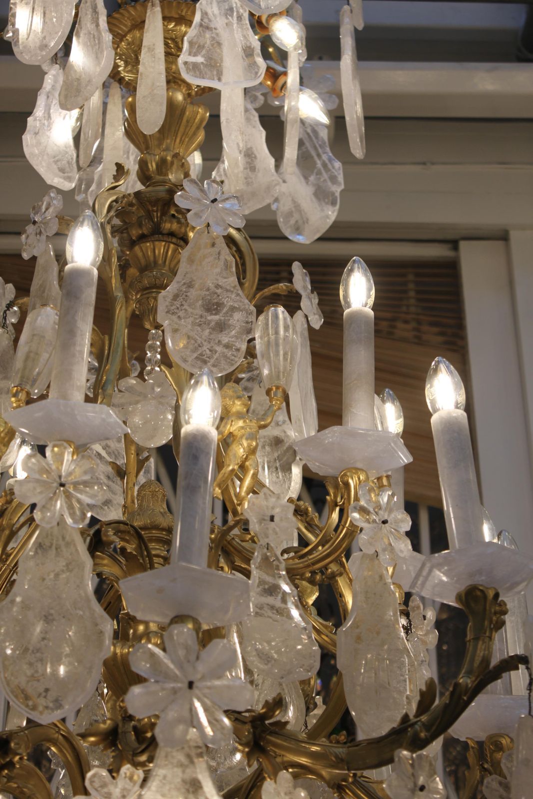 Excellent French Gilt Bronze Rock Crystal Chandelier photo vinterior