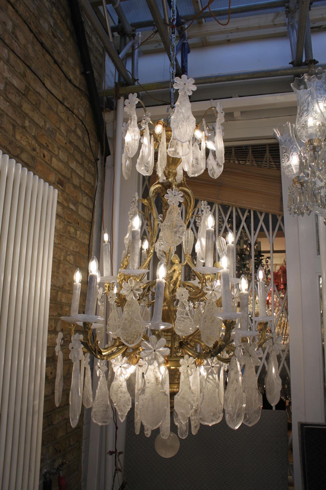 Excellent French Gilt Bronze Rock Crystal Chandelier photo buy