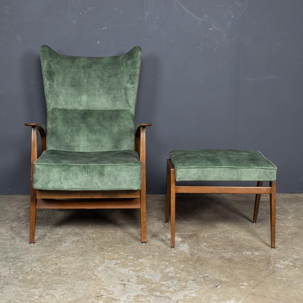 Mid 20th Century Knoll Antimott Recliner & Footstool C.1960 photo for sale