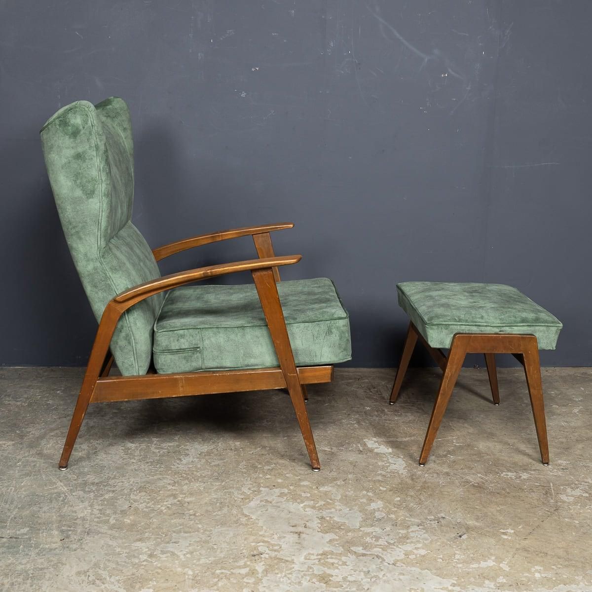 Mid 20th Century Knoll Antimott Recliner & Footstool C.1960 photo vinterior