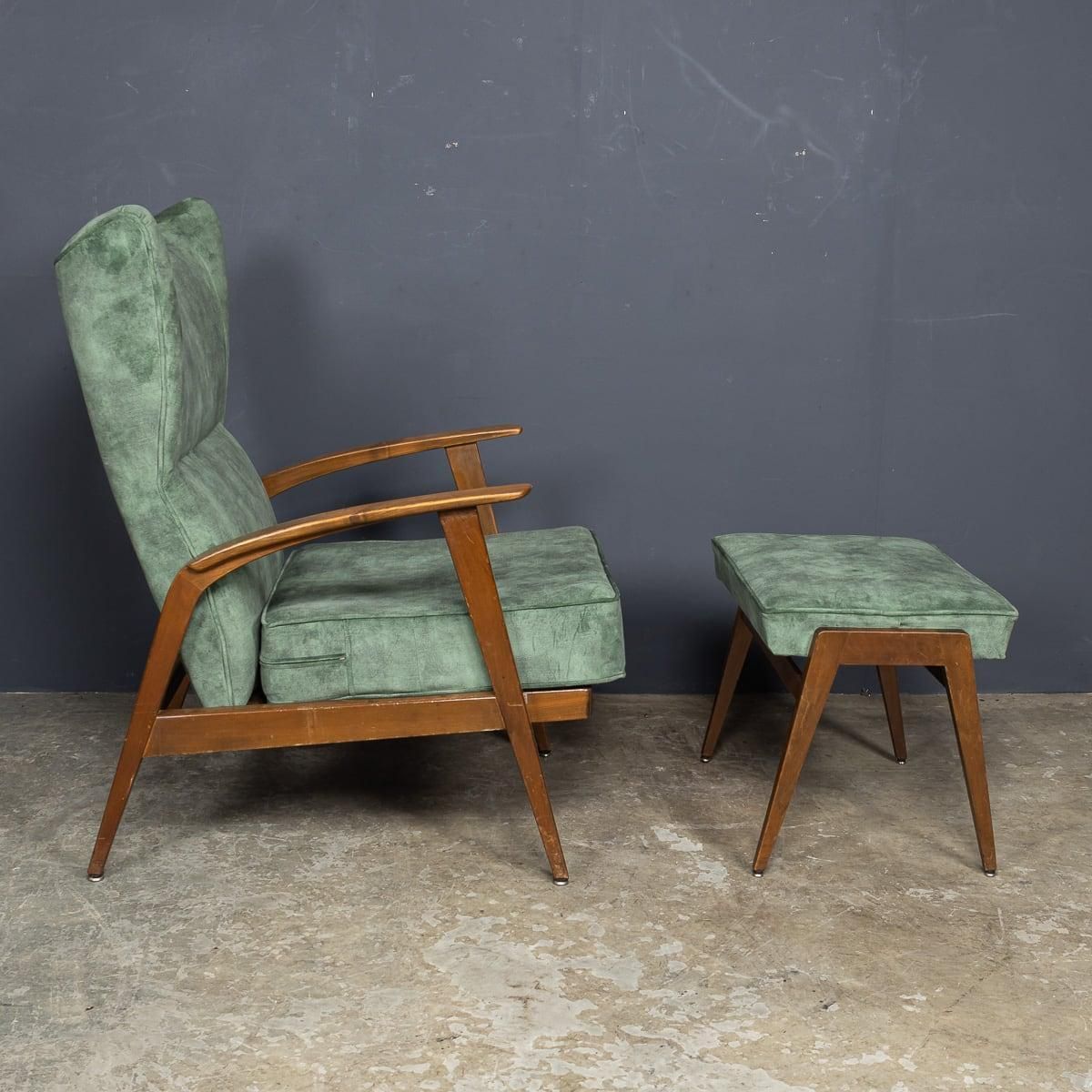 Mid 20th Century Knoll Antimott Recliner & Footstool C.1960 photo buy