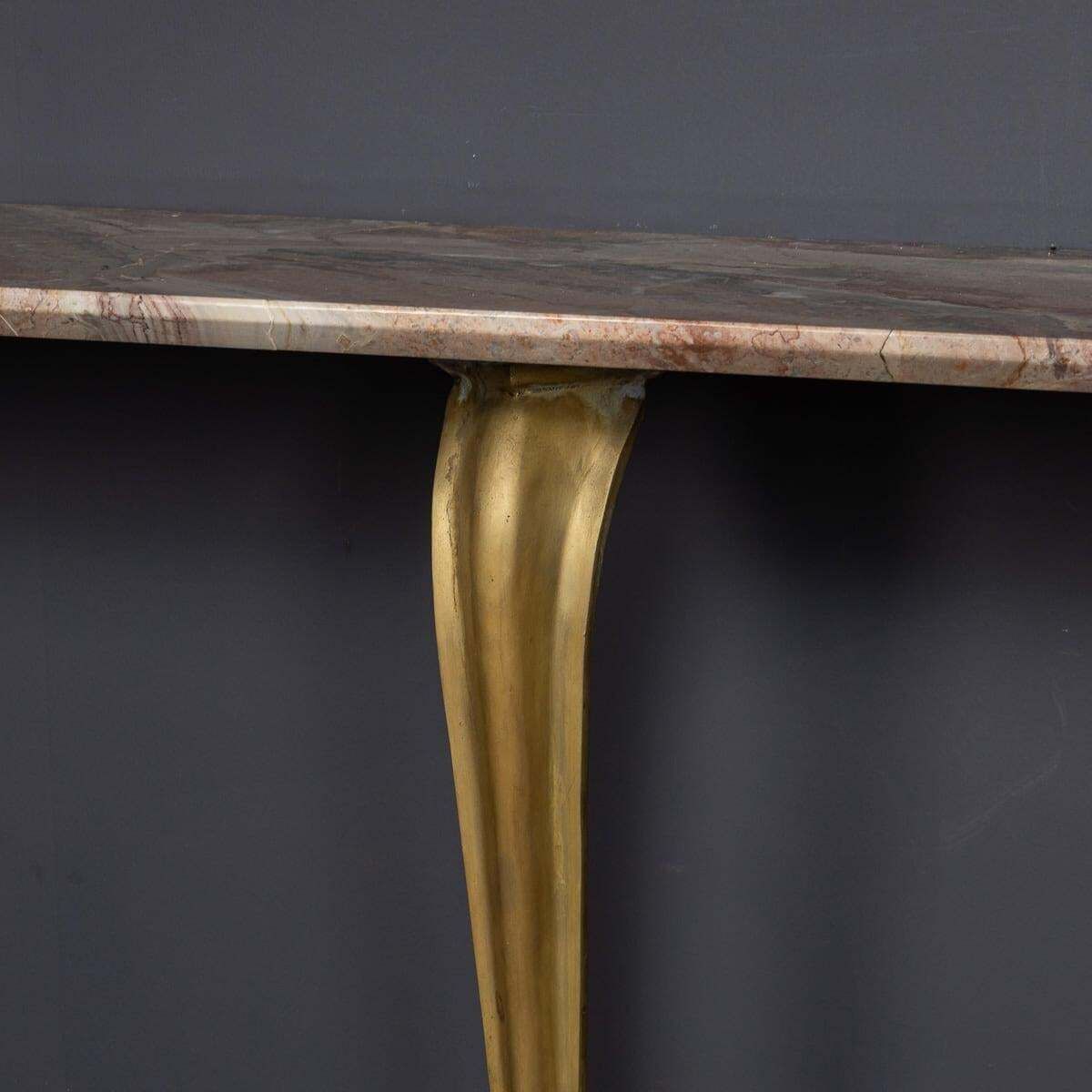 Mid 20th Century Italian Brass & Marble Console With Mirror C.1950 photo 6349.0