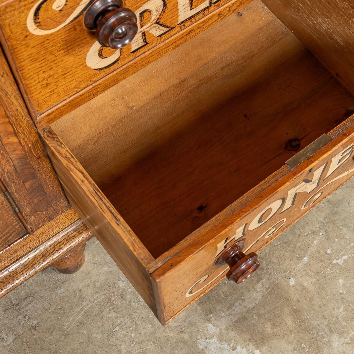 Antique 19th Century Victorian Solid Oak & Glass Dresser, Later Painted C.1890 photo vintage
