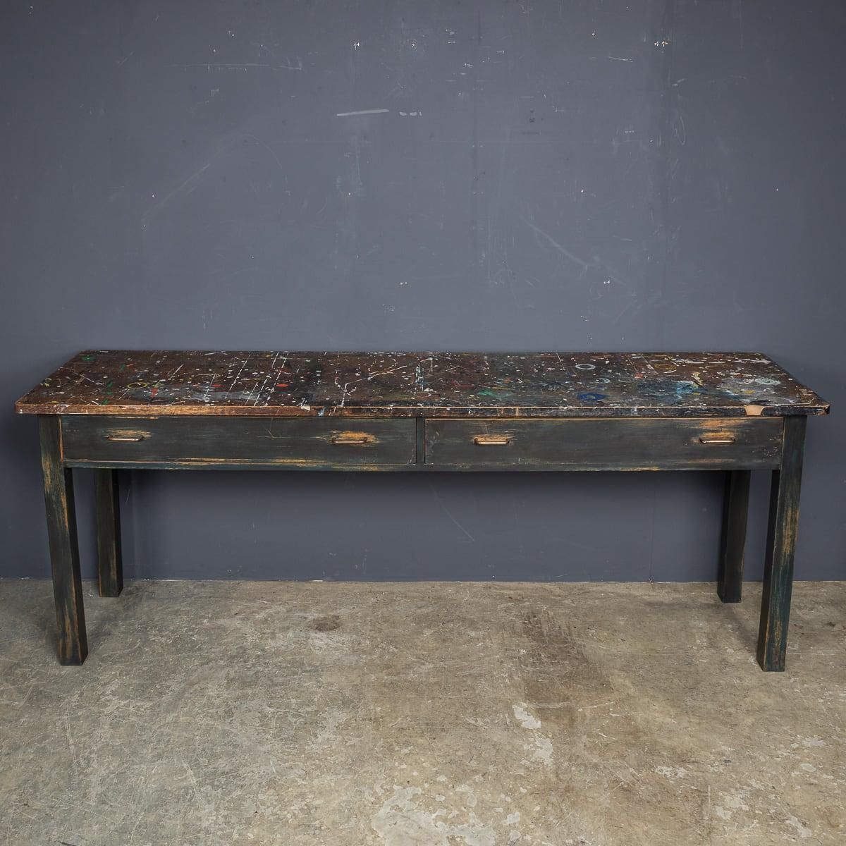 Vintage 20th Century Paint Splashed Art Department Table C.1960 photo for sale