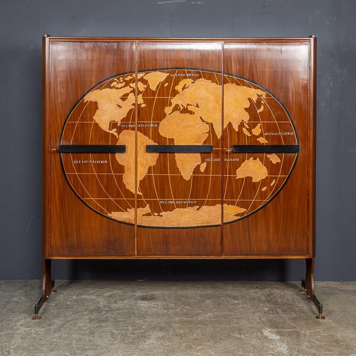 20th Century Italian Stylised "Map Of The World" Cabinet C.1950 photo furniture