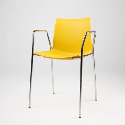 Mid Century Yellow Chair With Metal Frame And Plastic Seat, Belgium