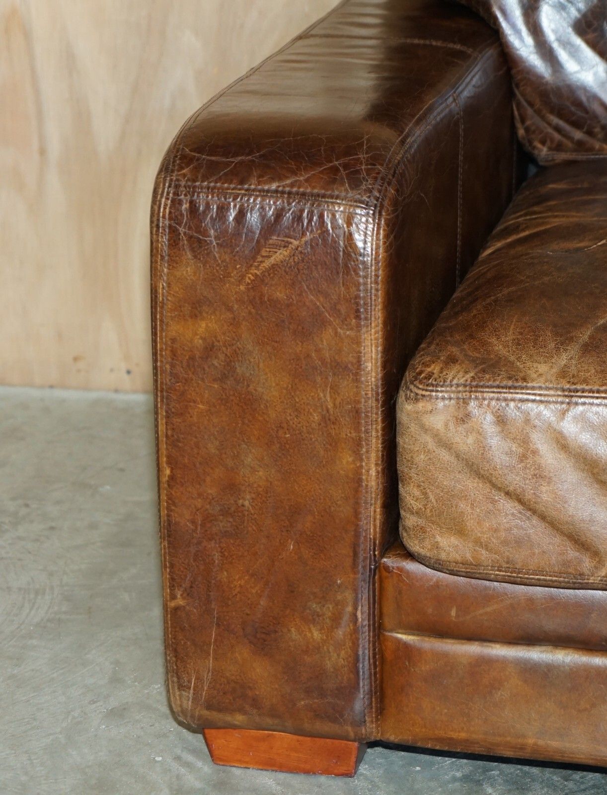 1450.0 Stunning Heritage Biker Brown Leather Halo Soho Sofa Which Is Part Of A Suite photo