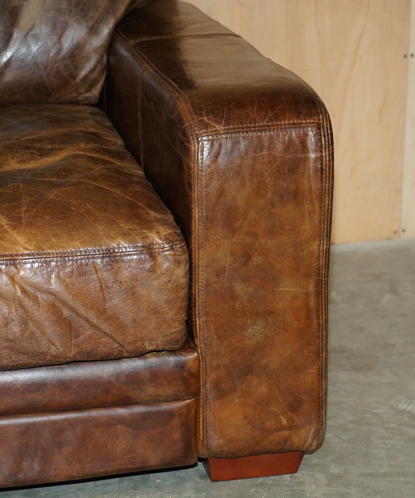 photo vinterior Stunning Heritage Biker Brown Leather Halo Soho Sofa Which Is Part Of A Suite