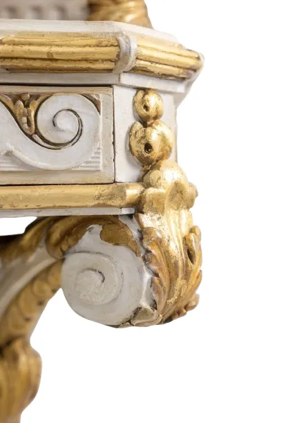 Console In Gilded And Lacquered Wood In Louis XVI Style. Circa 1900. photo vintage