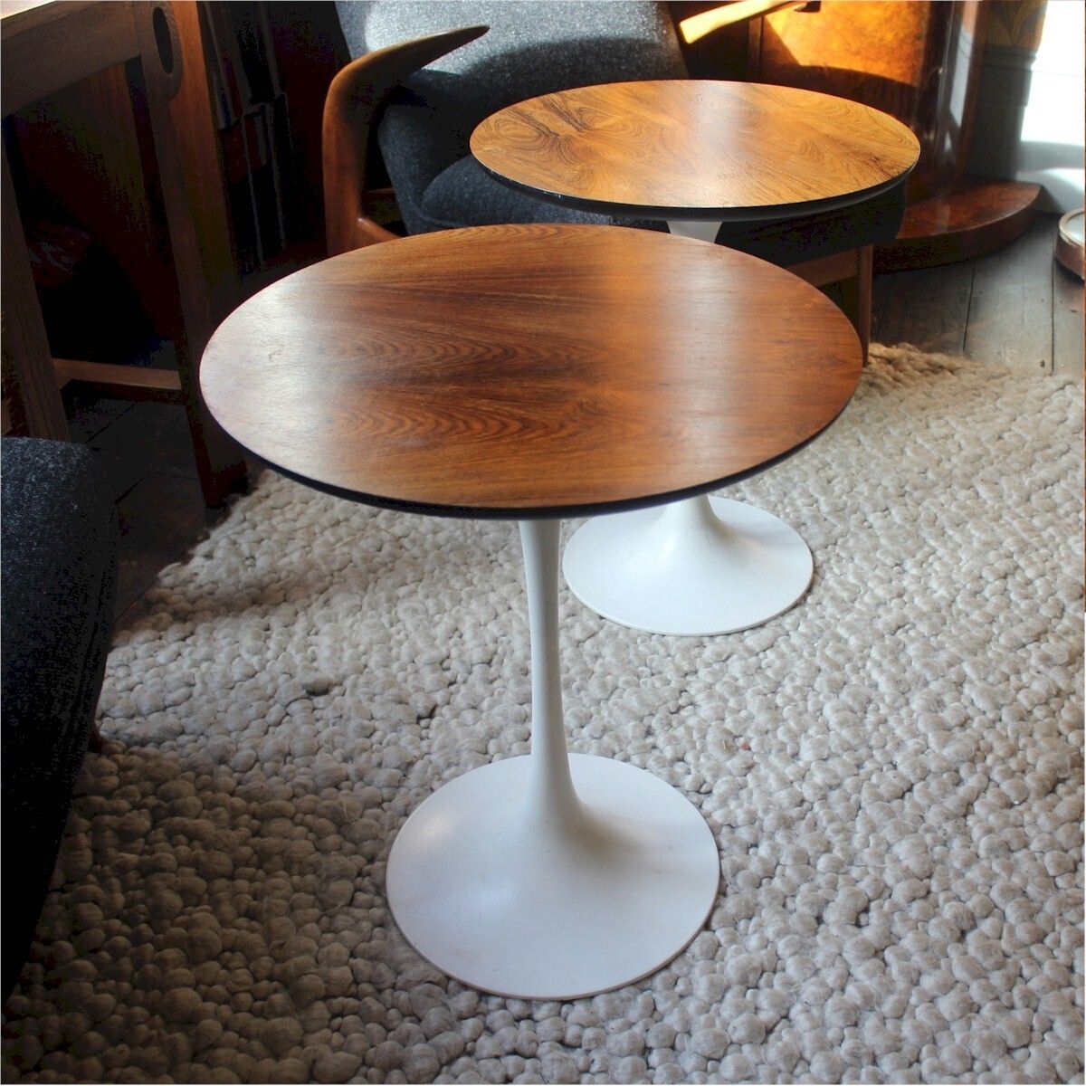 photo furniture Pair Of Arkana Tulip Based Rosewood Side Tables