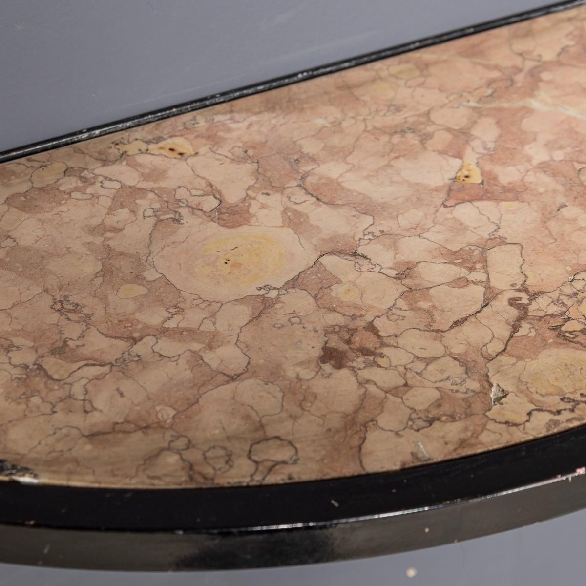 photo for sale Mid 20th Century Italian Black Metal Framed Mirror & Brass Console C.1950