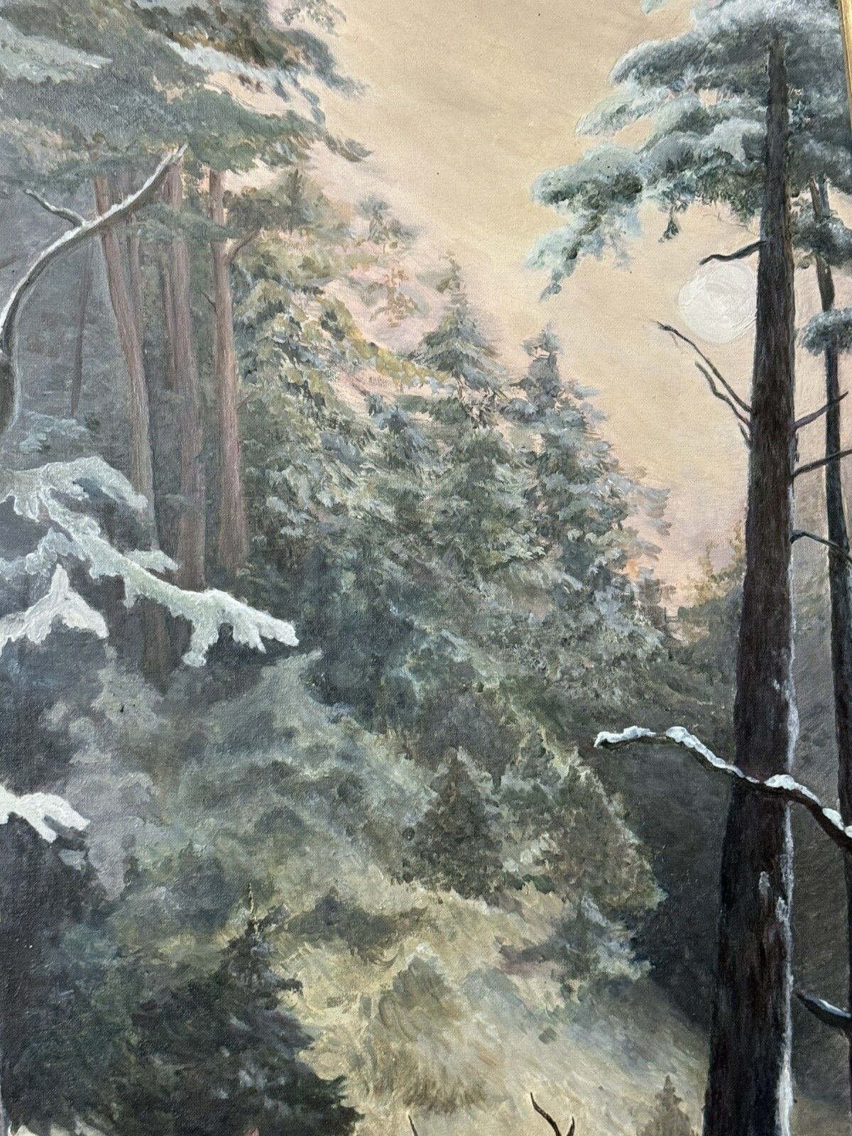 photo vinterior Mid 20th Century 'The Spooking Of The Doe' Winter Scene By Artist J M Wood