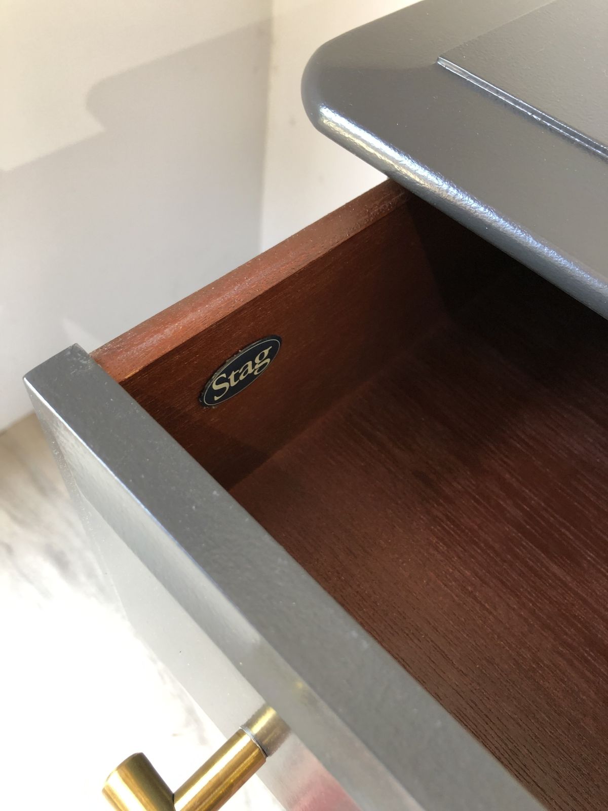 photo for sale Stag Minstrel Chest Of Drawers Painted Black Gold Pulls
