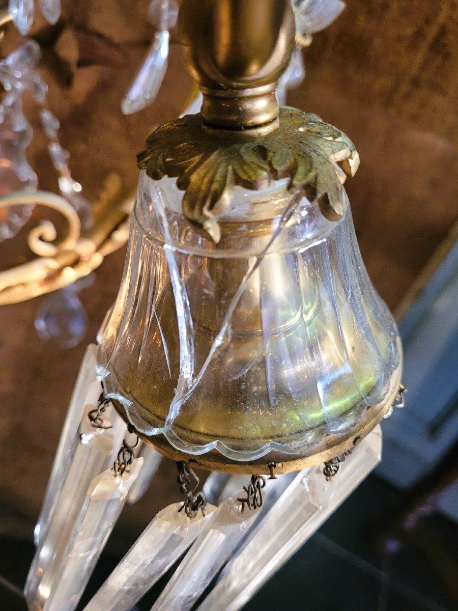 photo for sale Large Chandelier In Gilt Bronze And Crystal, Napoleon III, Early 20th Century