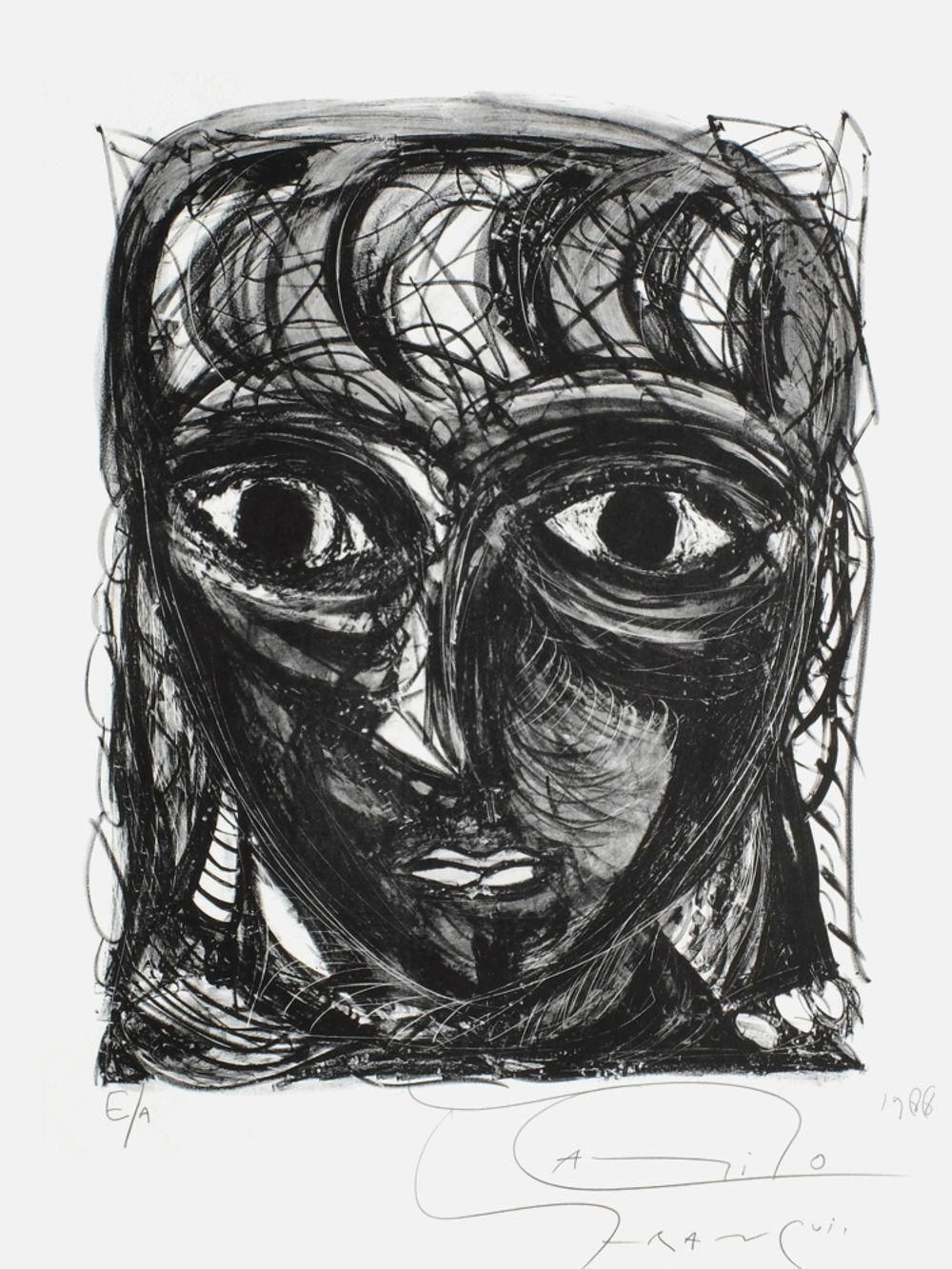 1988 Camillo Franqui Visage D'enfant Lithograph photo furniture