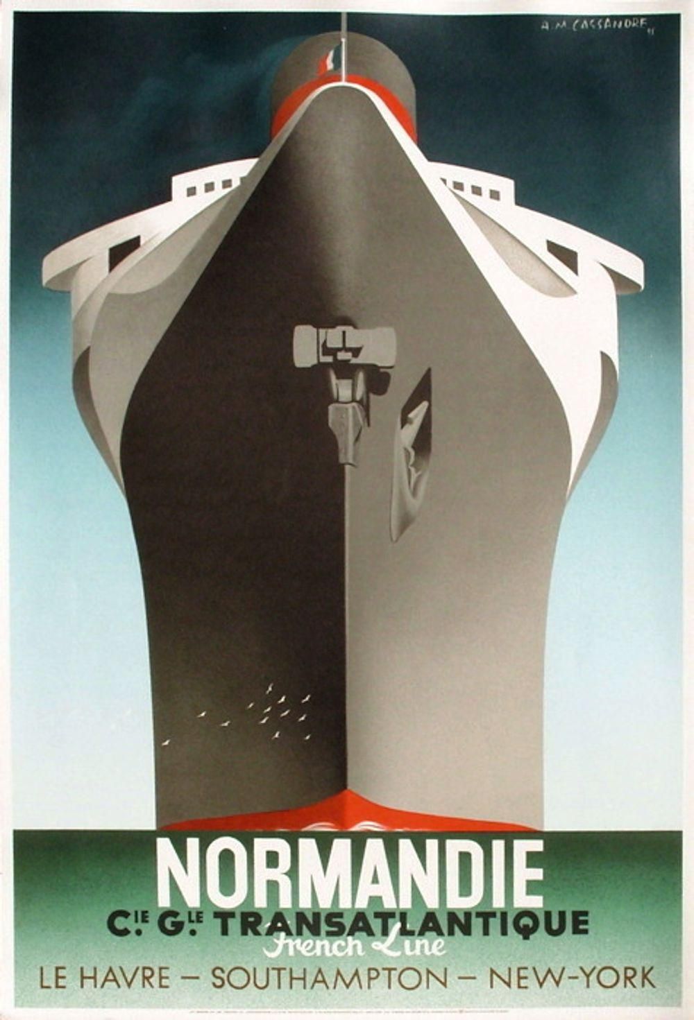 1995 After Adolphe Cassandre Normandie French Line Lithograph photo furniture