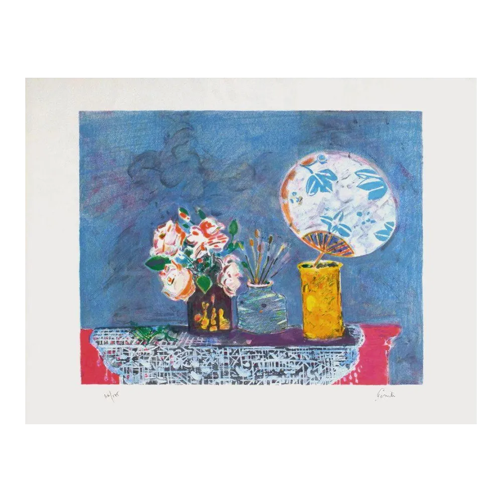 1990 Gilles Gorriti Still Life With Japanese Fan Lithograph