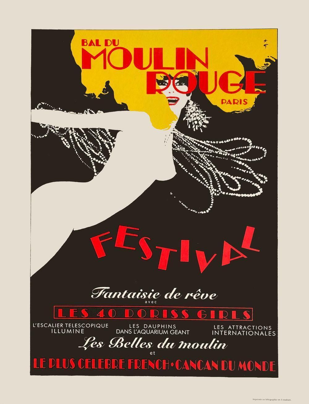 2009 "Festival" René Gruau Moulin Rouge Lithograph Poster photo furniture