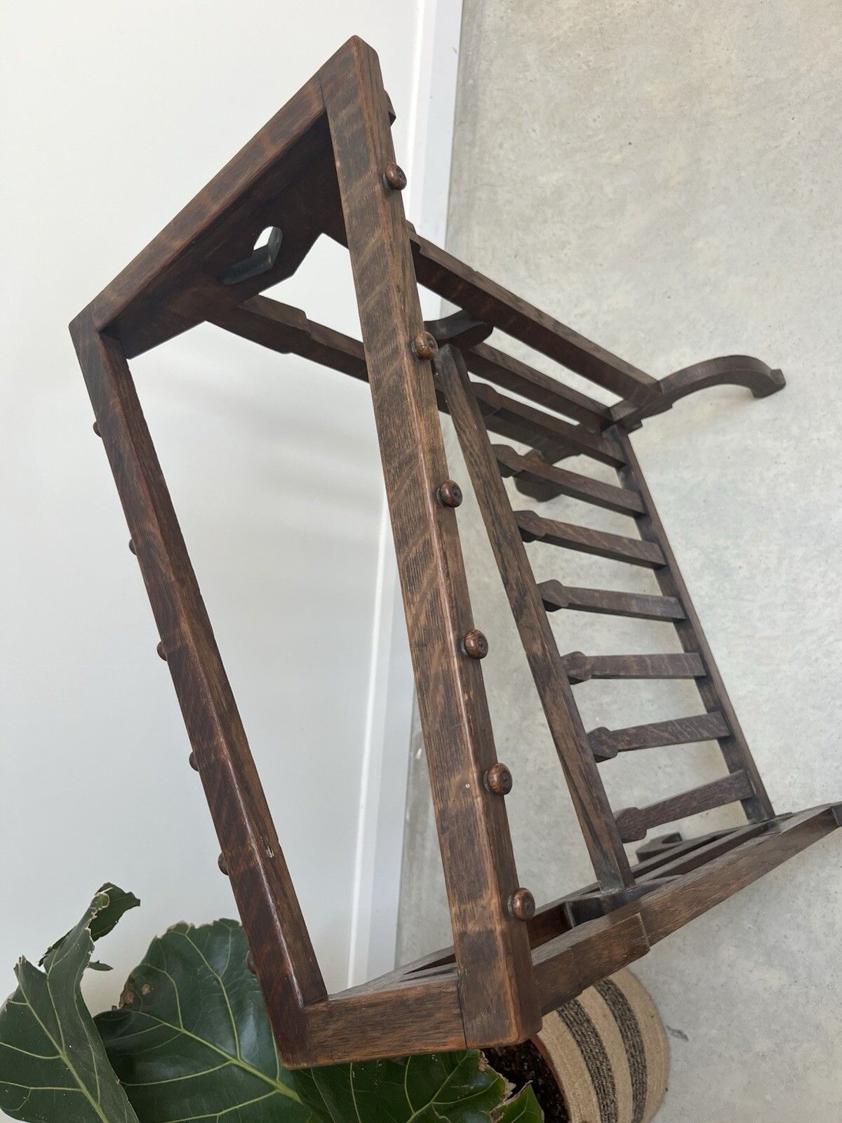 Asymmetric Arts & Crafts Oak Towel Rail photo 110.0