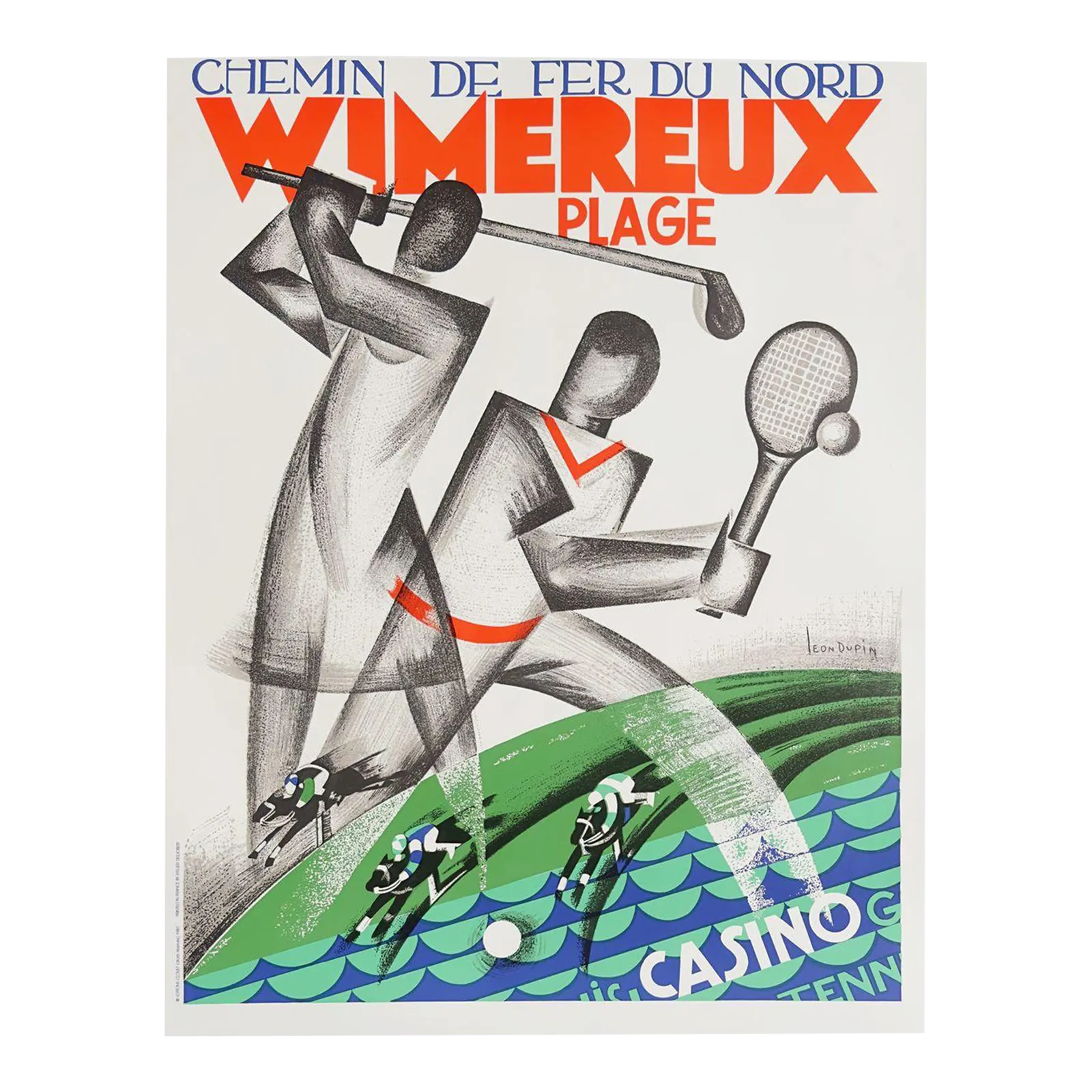 1929 Wimereux Plage Art Deco Poster 1989 Lithograph Reissue