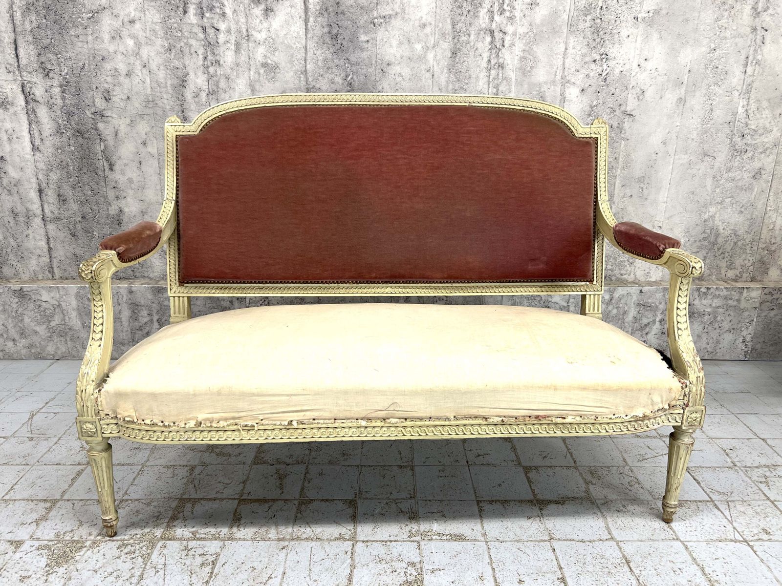 Shabby Chic Antique French Canape Sofa Bench photo furniture