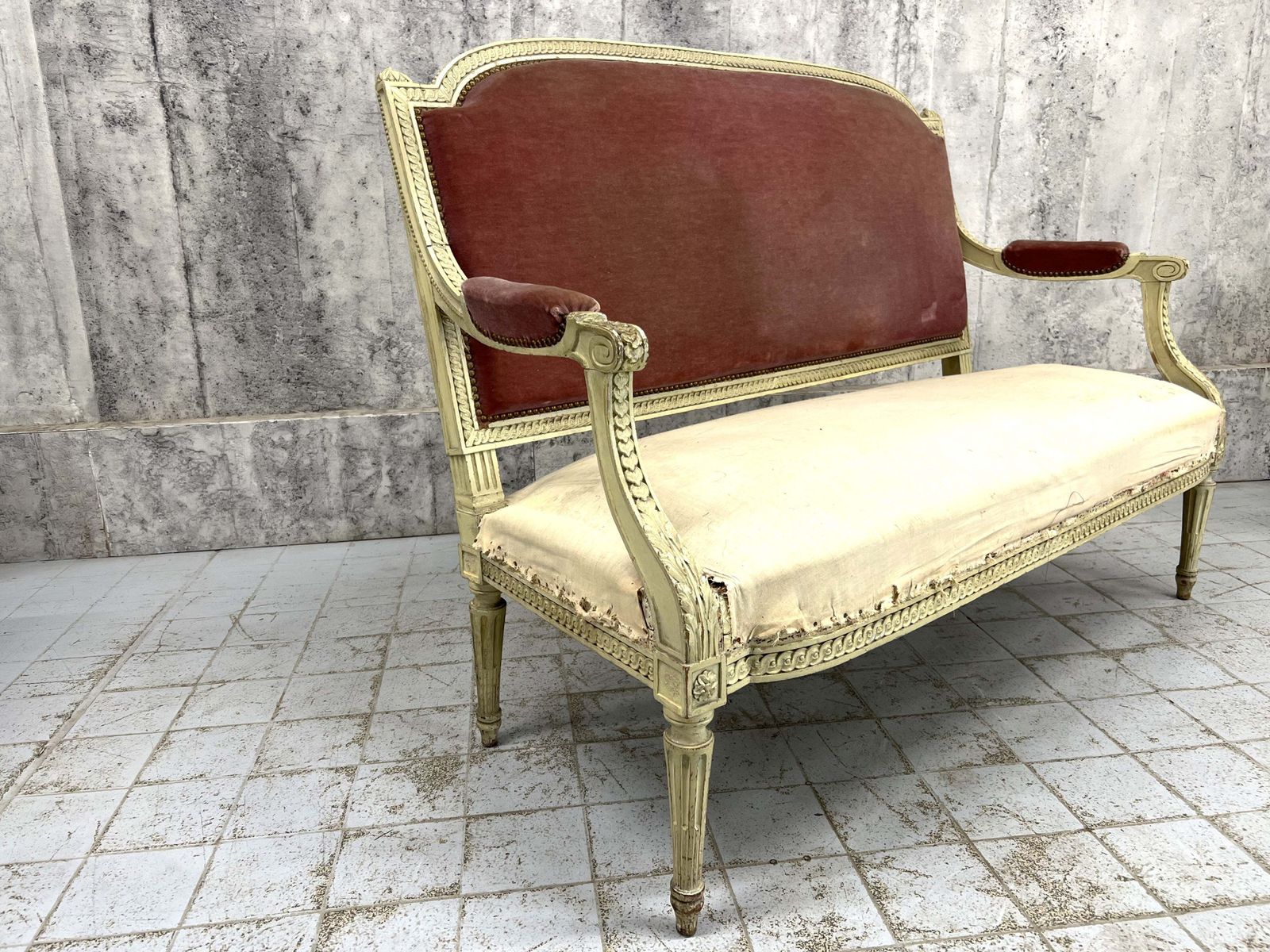 Shabby Chic Antique French Canape Sofa Bench photo Furniture