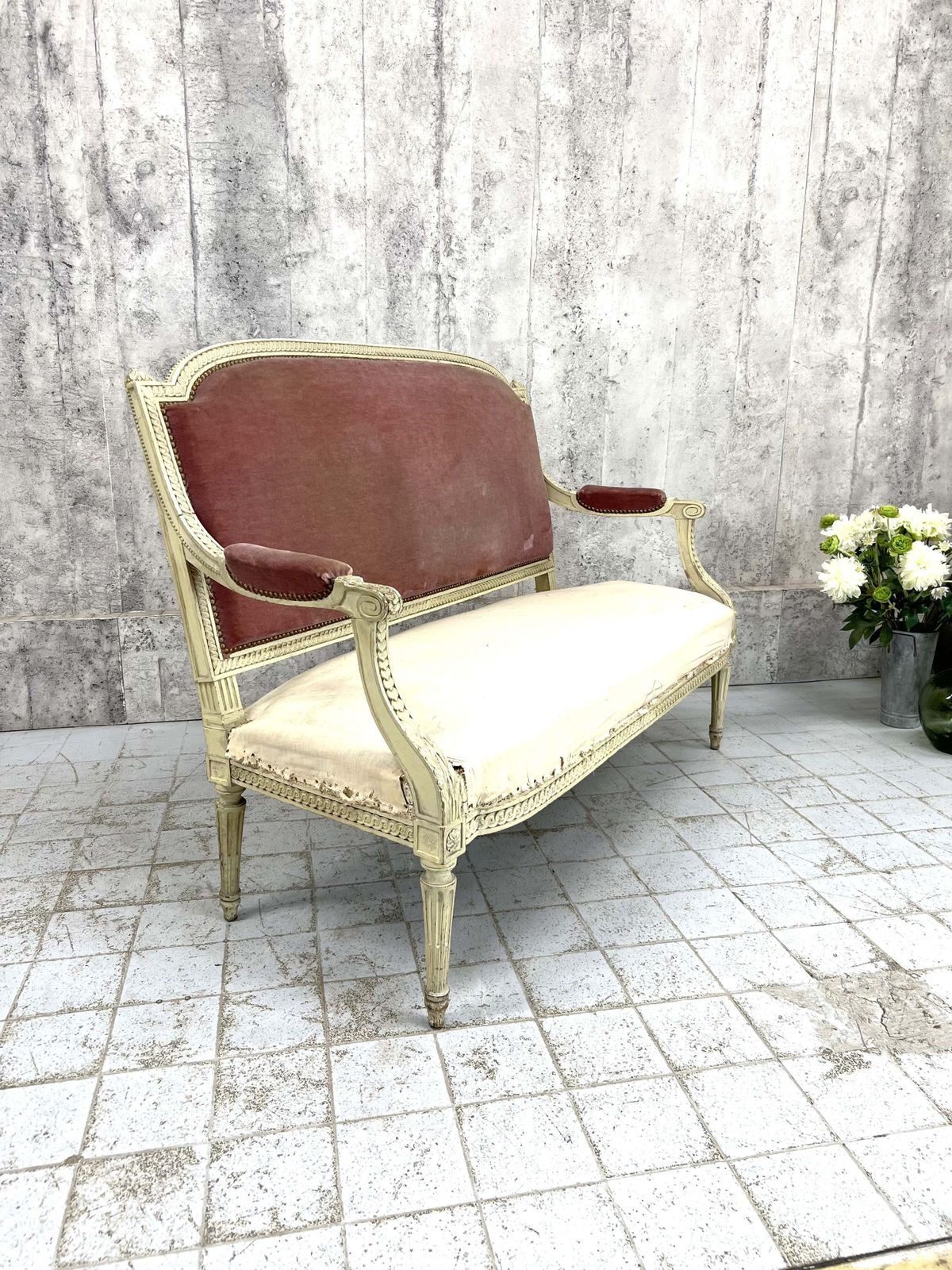 Shabby Chic Antique French Canape Sofa Bench photo 555.0