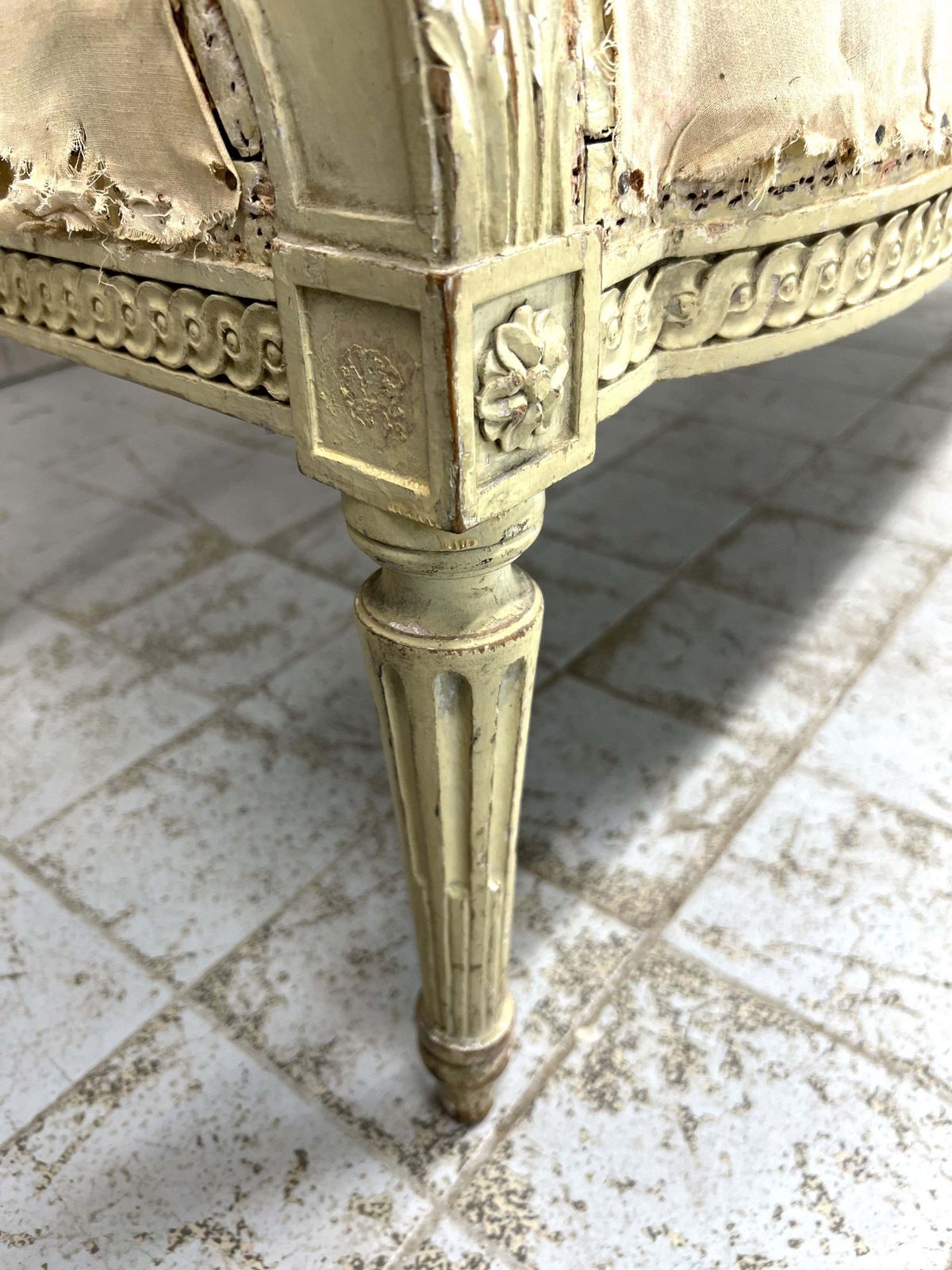 photo vinterior Shabby Chic Antique French Canape Sofa Bench