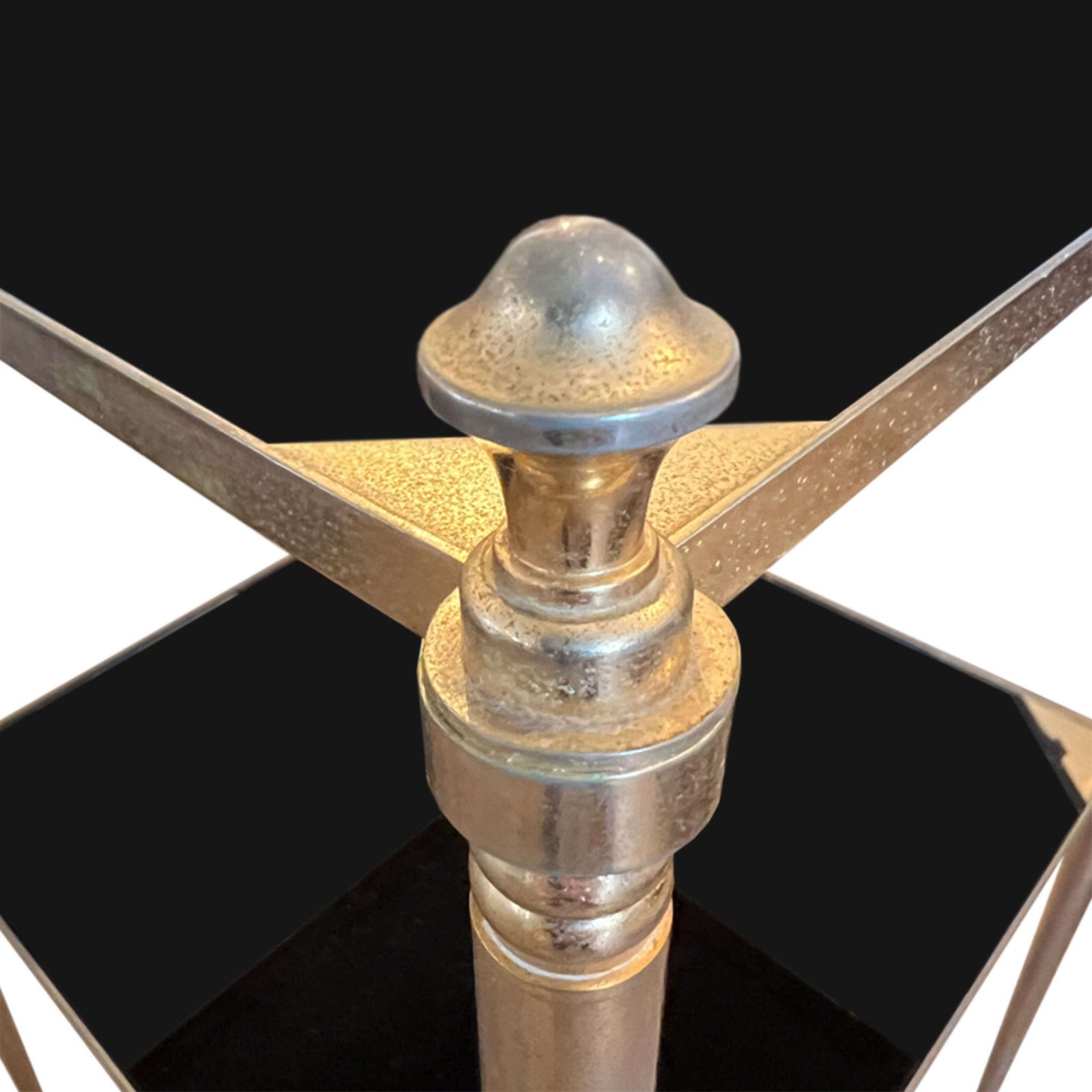 Pair Of French Midcentury Side Tables With Black Glass photo 3000.0