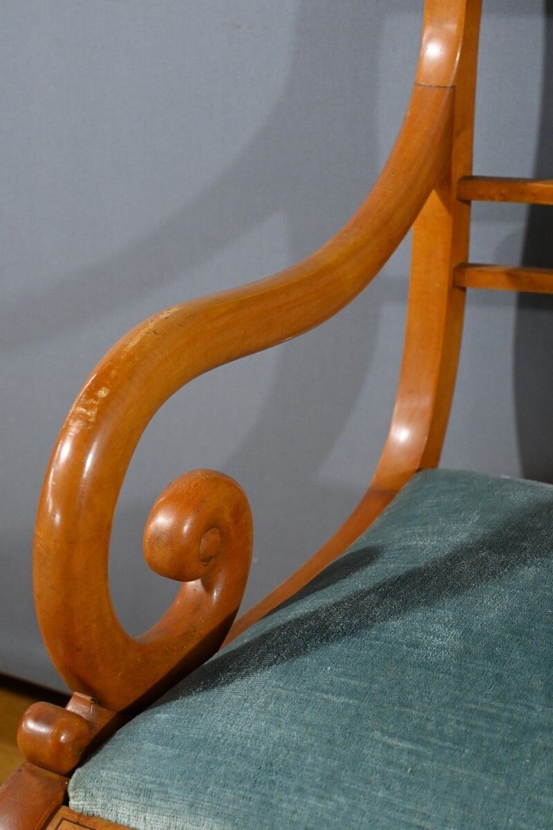 photo furniture Pair Of Charles X Style Speckled Maple Armchairs – Mid 20th Century