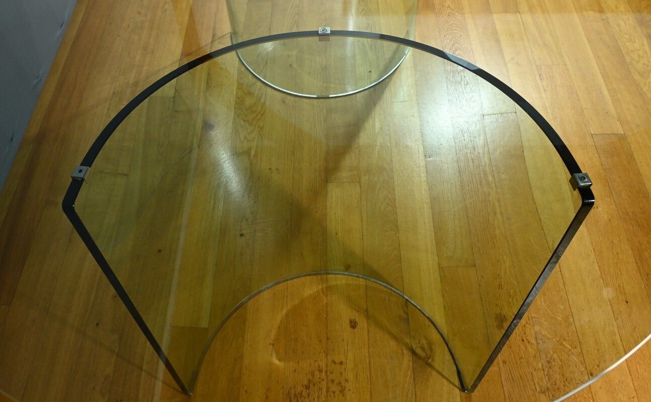 Oval Glass Table, Attributed To Fiam, Italy – 1980 photo vintage