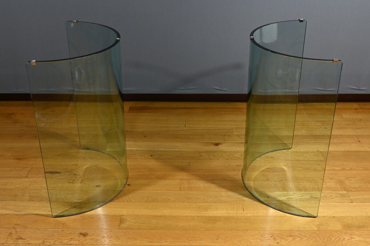 photo vinterior Oval Glass Table, Attributed To Fiam, Italy – 1980