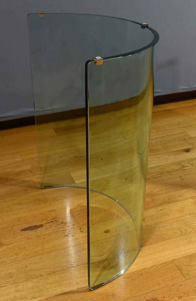 photo vintage Oval Glass Table, Attributed To Fiam, Italy – 1980
