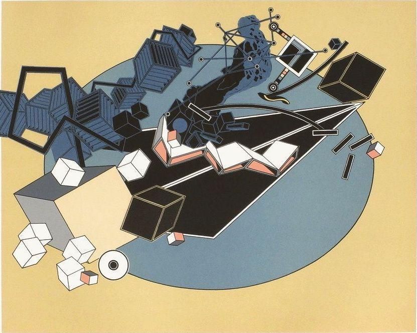 1980s "Three White Shapes" Lithograph By Alain Le Yaouanc photo furniture