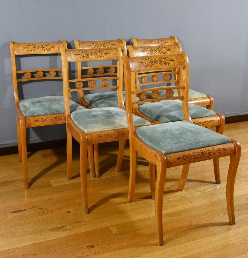 Charles X Style Speckled Maple Chairs – Mid 20th Century photo furniture