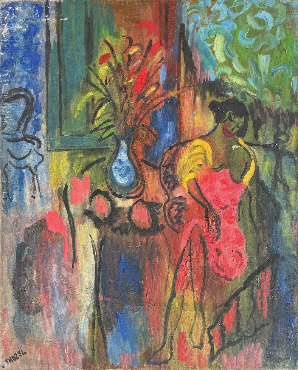 1965 Jacques Endzel Woman In An Interior Oil On Canvas photo for sale