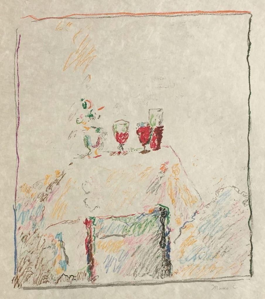 1970s Still Life Lithograph By Marko Celebonovic photo furniture