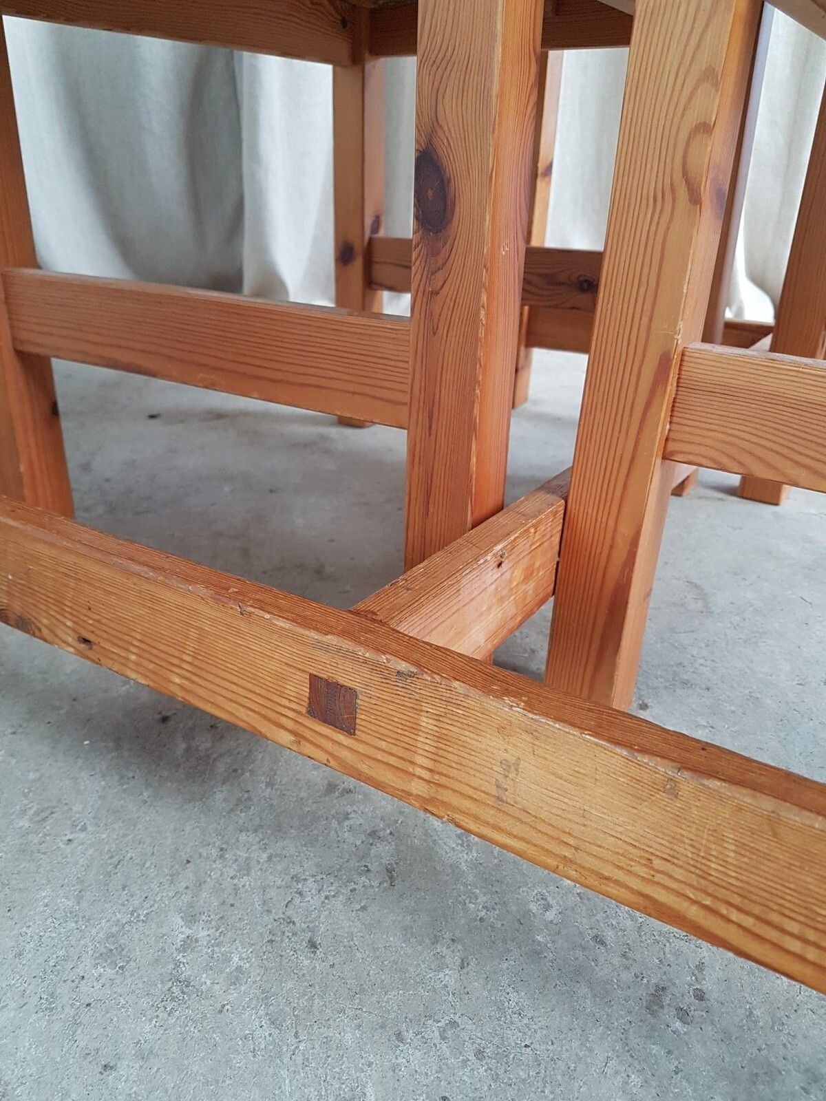 Vtg Late Mid Century Dining Table Desk Bench Rustic Scandi Retro R725 photo vintage