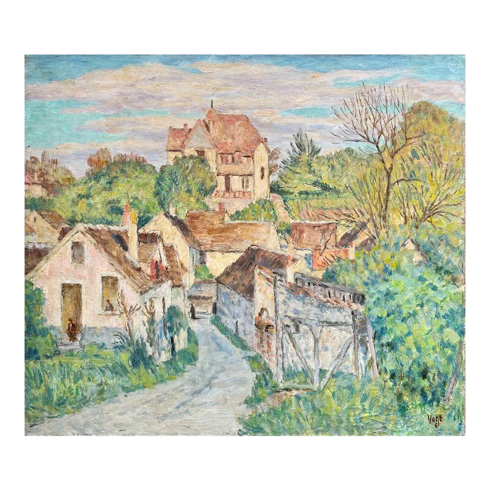 1930 Lucien Vogt A Village Under The Sun Oil On Canvas