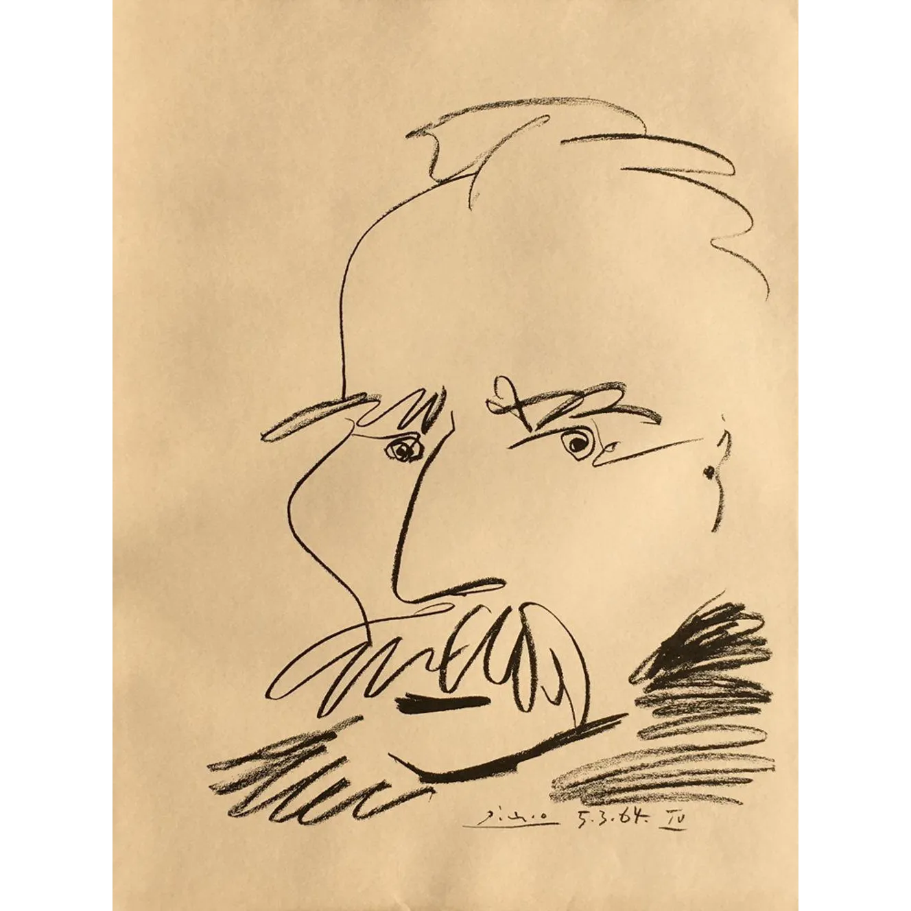 1964 After Pablo Picasso Portrait De Marcel Cachin Lithograph