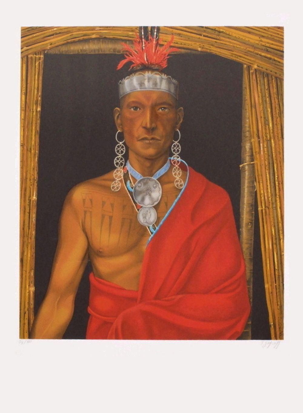 Late 20th Century "Native" Figurative Print By Antoine Tzapoff photo furniture