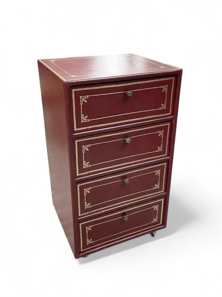 Small Storage Unit Covered In Shingle Leather, Circa 1970 photo vintage