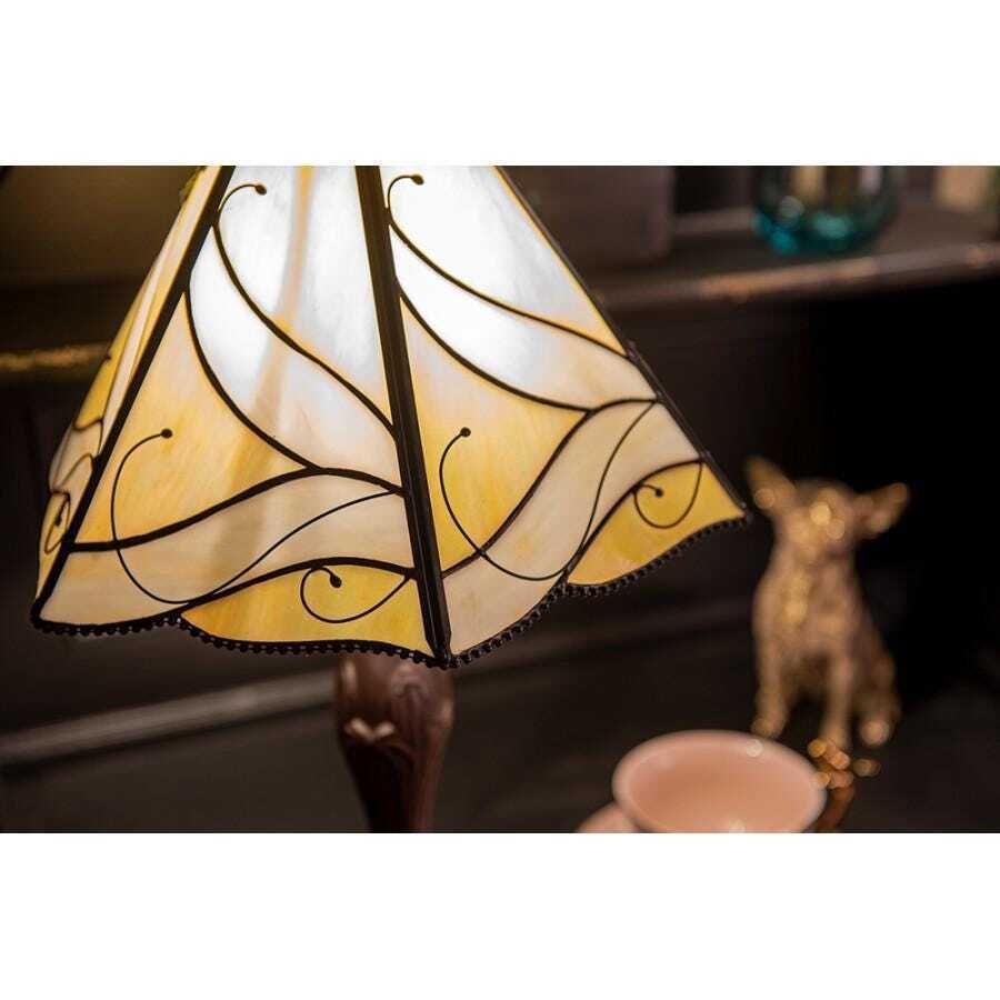 Art Deco Style Tiffany Style Table Lamp – Beige Stained Glass, ø 31 X 43 Cm, Perfect Gift For Birthdays, Weddings, And Home Décor photo Lighting