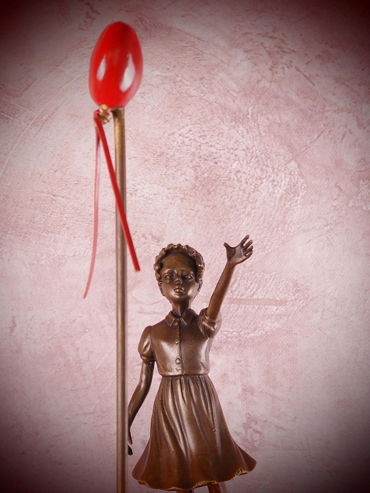 Banksy Inspired Bronze Sculpture: Girl With Balloon   Timeless Symbol Of Hope On Marble Base photo Home Decor