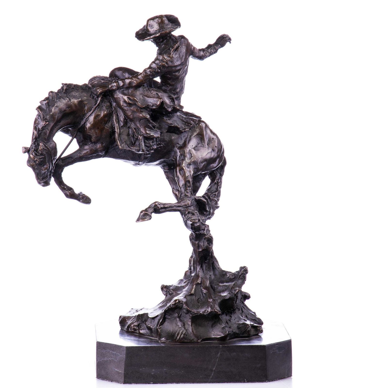 Bronze Rodeo Rider On Horse – Dynamic Western Sculpture photo Art