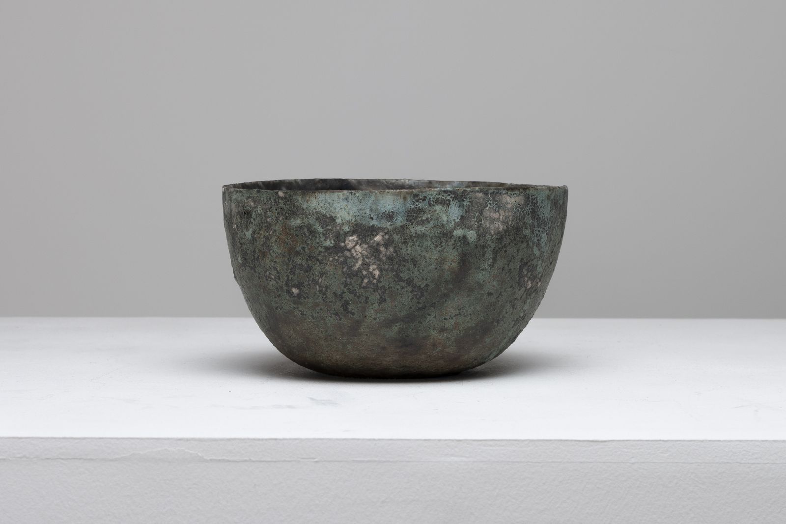 Paul Philp Green Bowl   Stoneware Sculptural Vessel photo for sale